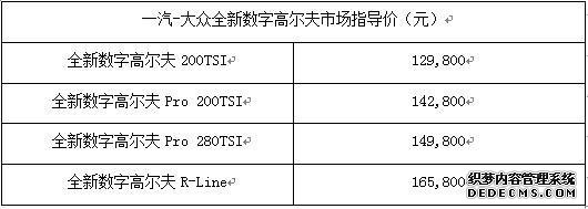 大众全新数字高尔夫正式上市